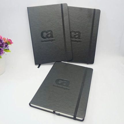 customized emboss logo black pu leather moleskins notebook A5