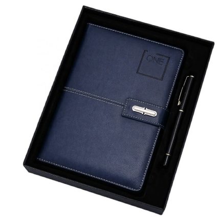 Flexible Cover Logo Personal Stationary Set with Pen Monthly Planner Journal Custom Leather Notebooks