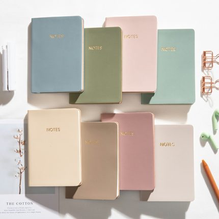 Morandi Hot Sale Custom Pu Soft Cover A5 fitness Notebooks Rose Gold Diary Leather Journal