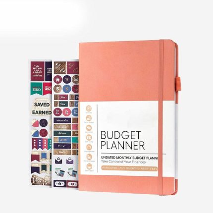 Joytop Custom A5 Pu Leather Financial Book Undated Monthly Budget Planner Journal Notebook With Stickers