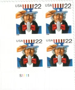1998 22c Uncle Sam First Class Postage Stamps