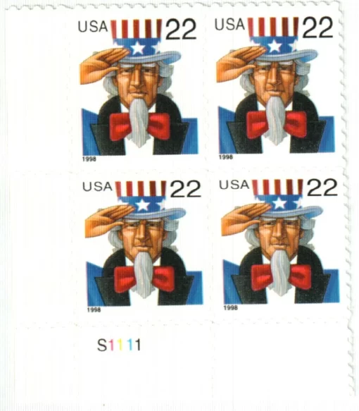 1998 22c Uncle Sam First Class Postage Stamps