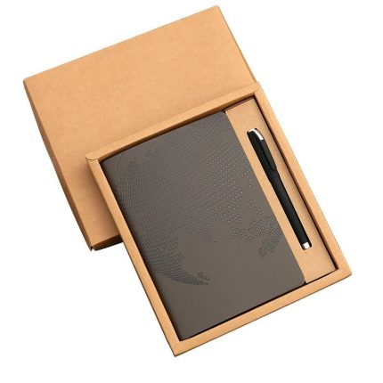A5 Work Notepad Leather Notebook with Pen,Stationery Book Notebook Packaging,Business Gift Set Notebook and Pen