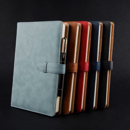 Feiyou office imported color leather diary notebook Promotion Kids gift pocketbook A5 notebooks customizable with pen