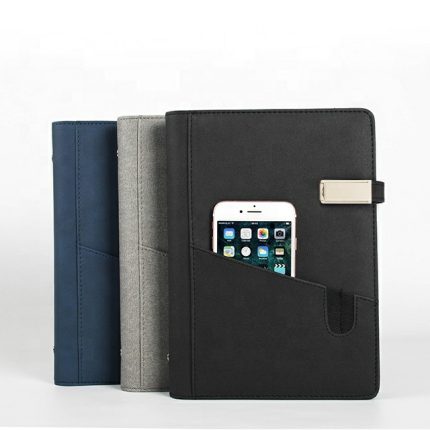 custom phone holder A5classic notebook 80gsm 100 pages usb 8g power bank 4000 6000 8000mah fabric cover material PU leather