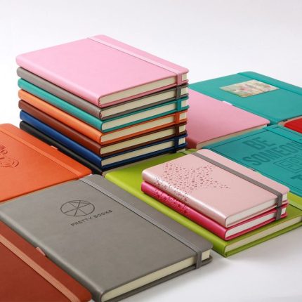 Free sample school office supplies custom logo a5 hardcover leather diary journal notebook