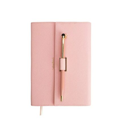 Cute Custom Logo Pink PU Leather Cover With Pen Holder Magnetic Closure Notebook Secret Girl Journal Diary Pregnancy Planner