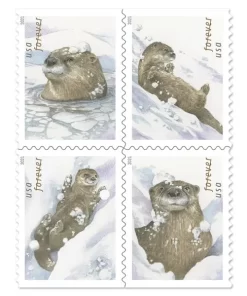 Otters in Snow Forever Stamps