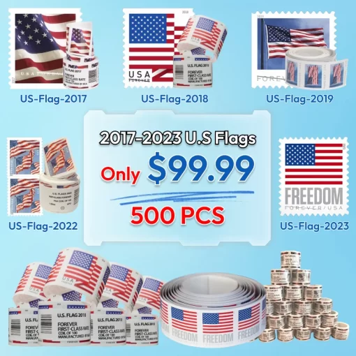 Limited Time Deal: $99.99 for 5 Rolls(500 Forever Stamps) - 2017/2018/2019/2022 Flag