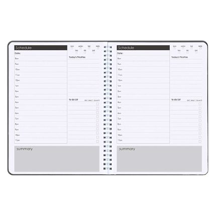 Daily Planner Undated Hourly Flexible Cover Spiral Notebook Agenda Planners Organizer for Appointment Personal Scheduel