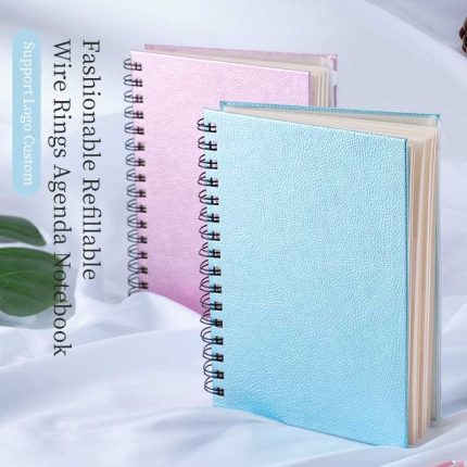 Glitter Fabric Eco Friendly Spiral Lined Horizontal Custom Twin-Wire Binding Notepads Notebooks A5 Student Planner