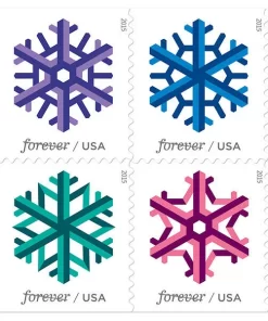 Geometric Snowflakes Forever Stamps