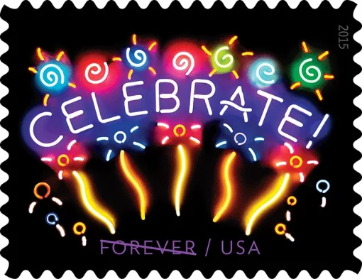 Neon Celebrate Forever Stamps